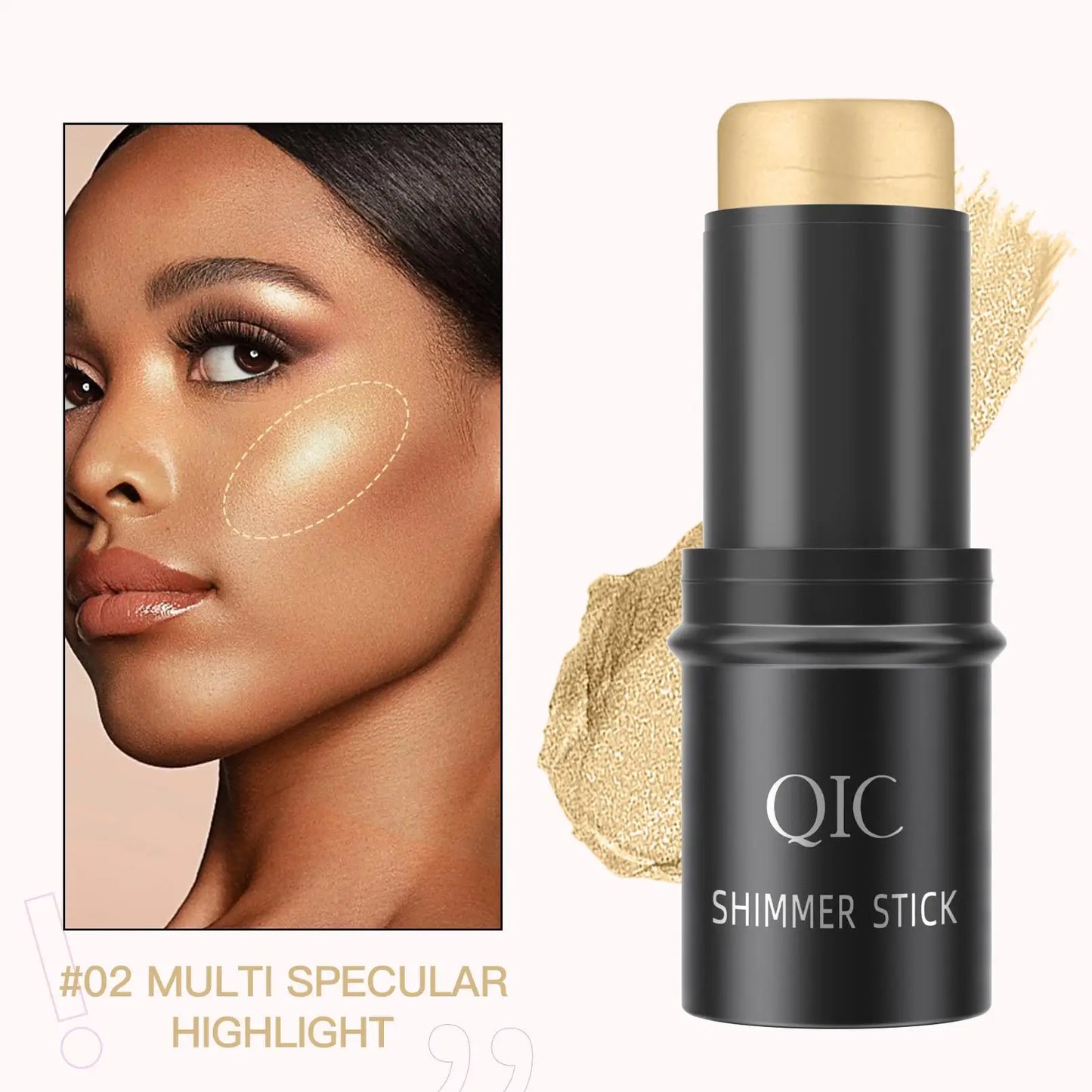 QIC Creamy Highlighter Contour Stick – Shimmer Bronzer & Blush
