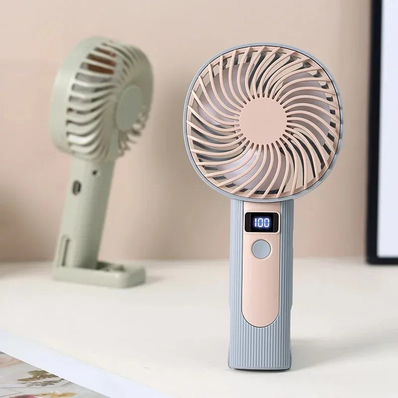 120-Speed Portable Handheld Fan | USB Rechargeable & Digital Display