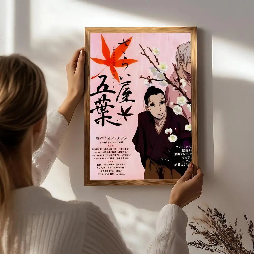 Anime H-House of Five Leaves Poster HD Self Adhesive Waterproof Wall Art Ideal for Home Office Dorm Bedroom Great Gift Peaceful Pleasures Health and Wellness White3 40X50cmNoframe