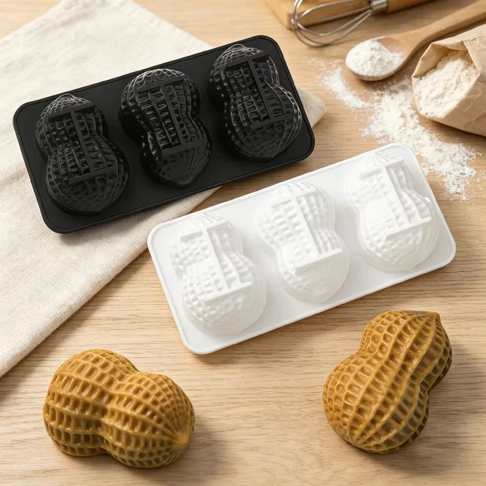 3-Cell Peanut Silicone Mousse Cake Mold | Chocolate Bakeware