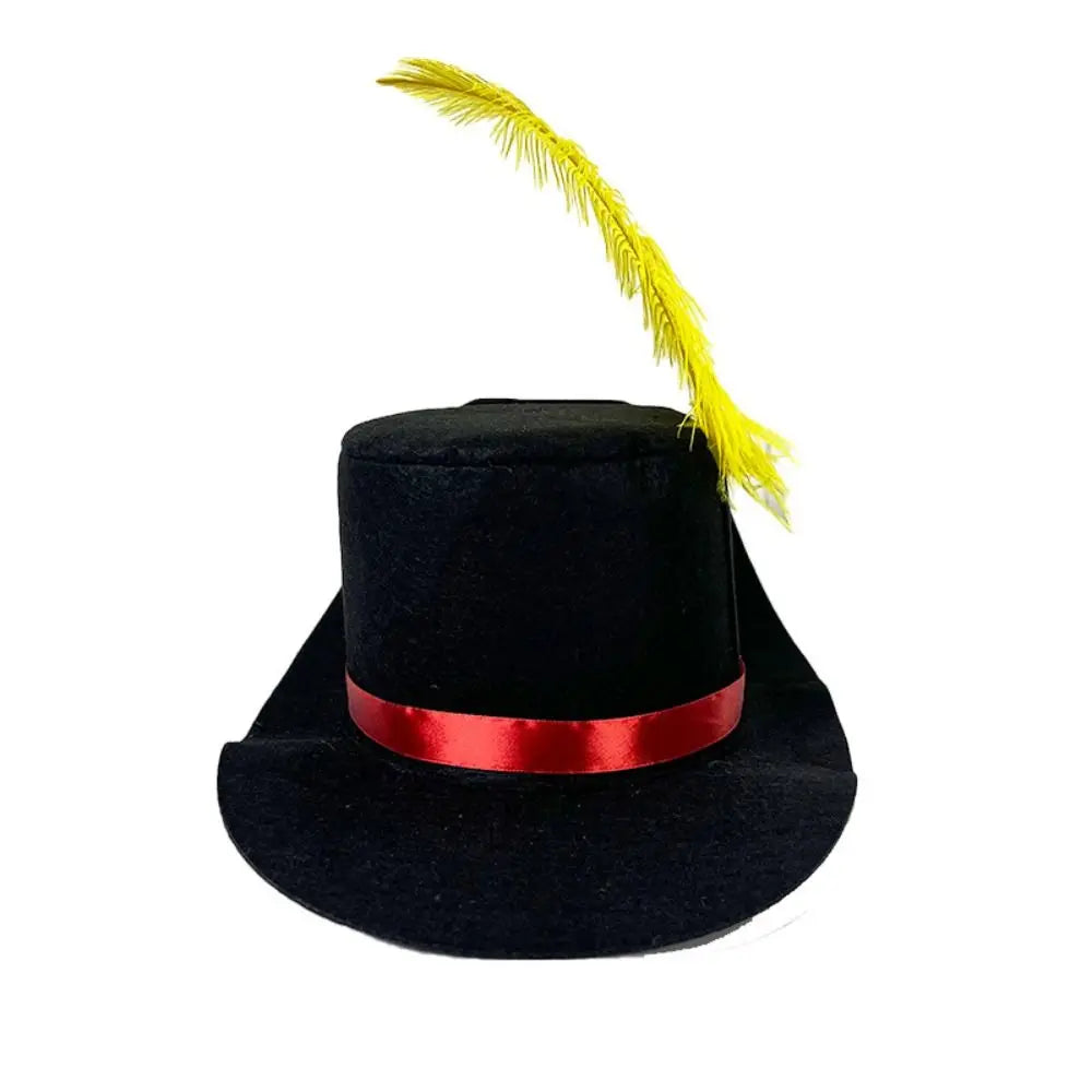 Black Snowman Costume Hat with Simulated Feathers Artistic Felt Hat Sun Protection Retro Top Hat Role Play Costume Cosplay Peaceful Pleasures Health and Wellness