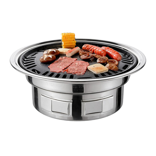 13" Korean BBQ Charcoal Grill | Portable Tabletop Smoker Charcoal BBQ Grill Peaceful Pleasures Health and Wellness Silver