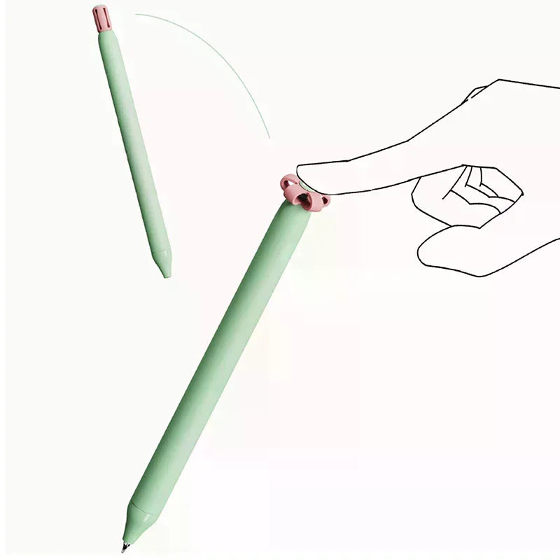 Flower Push-Button Ballpoint Pens 0.5mm Black Ink – 1 or 4 Pack