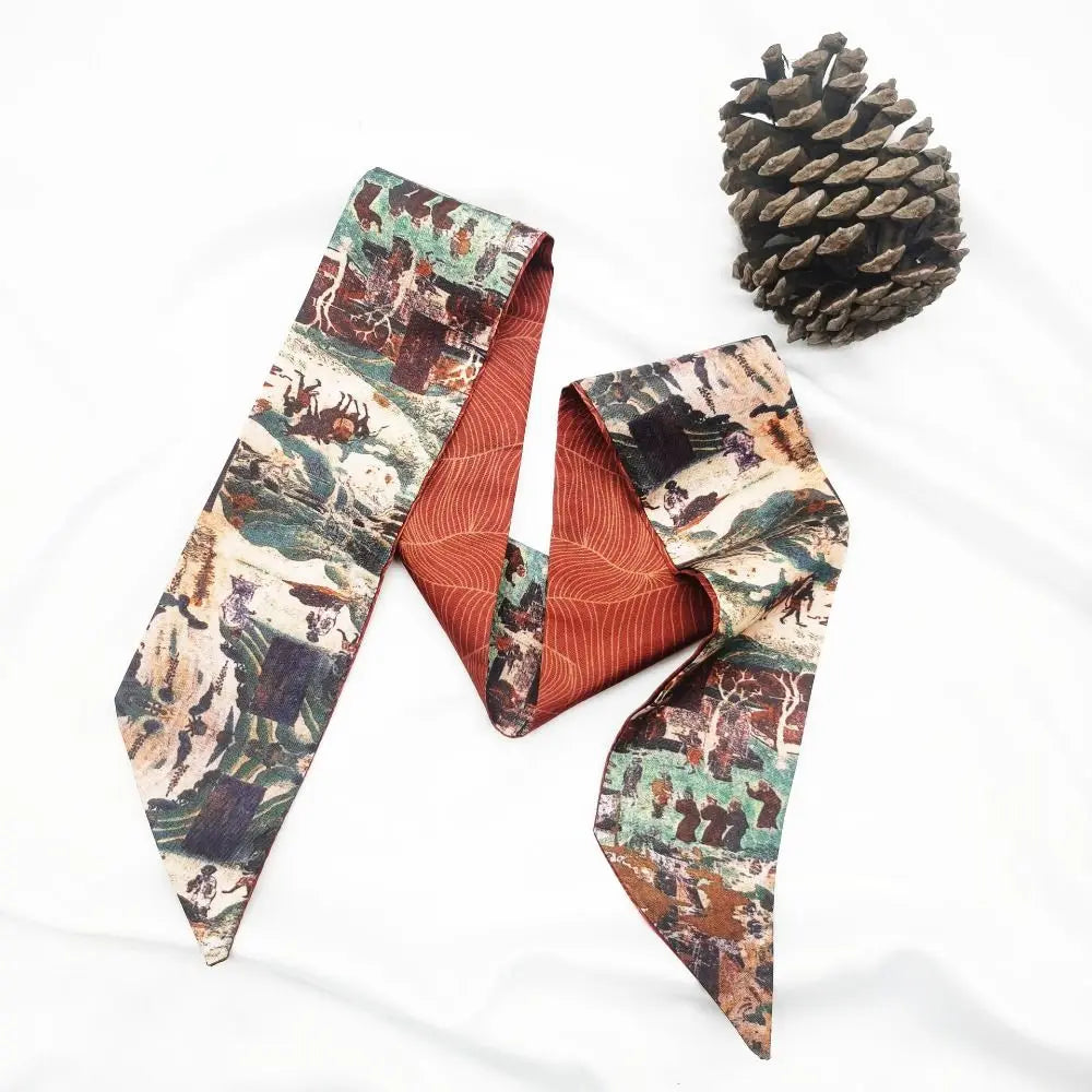 Chinese Floral Ribbon Scarf – Hair Band, Necktie & Bag Accent