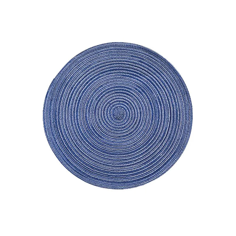Nordic Style Imitation Cotton Yarn Placemat Round Ramie Woven Coaster Insulation Dish Mat Household Anti-scald Mat Peaceful Pleasures Health and Wellness Round blue 11cm