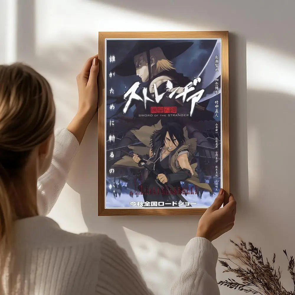 Movie S-Sword of the Stranger Poster HD Self Adhesive Waterproof Wall Art Ideal for Home Office Dorm Bedroom Great Gift Peaceful Pleasures Health and Wellness White8 30X40cmNoframe