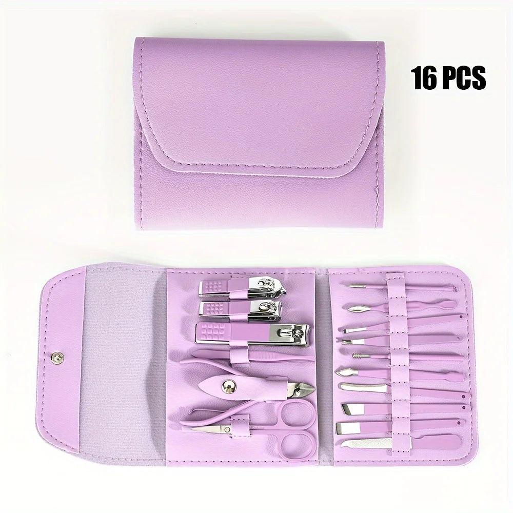Nail Clippers Manicure Tool Set, With Portable Travel Case, Cuticle Nippers And Cutter Kit, Professional Nail Clippers Pedicure Peaceful Pleasures Health and Wellness Purple