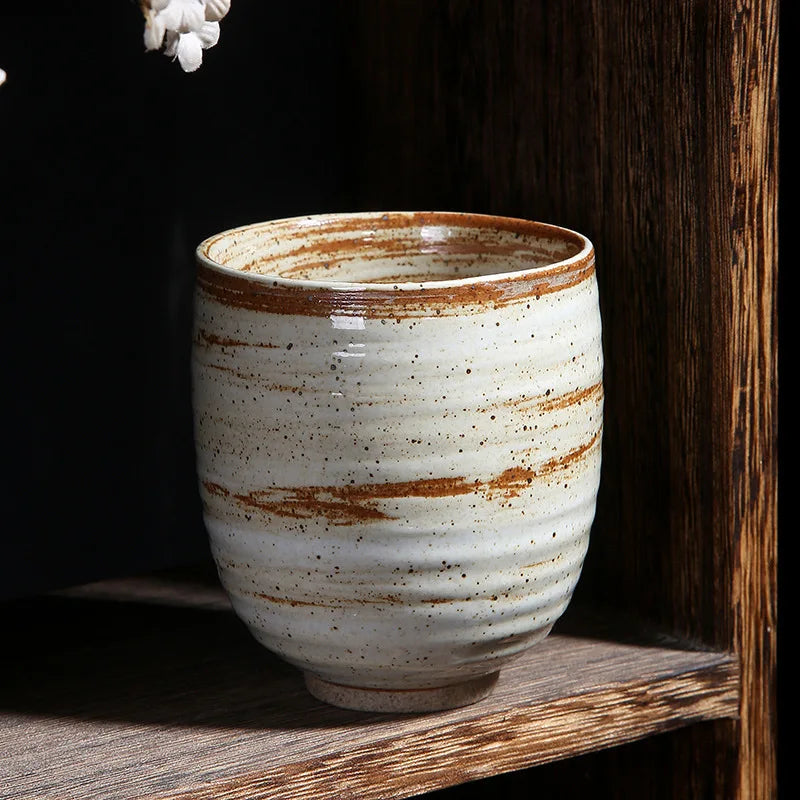 Japanese coarse pottery teacup single large pure handmade retro master cup ceramic coffee cup in ancient Peaceful Pleasures Health and Wellness A <200ml