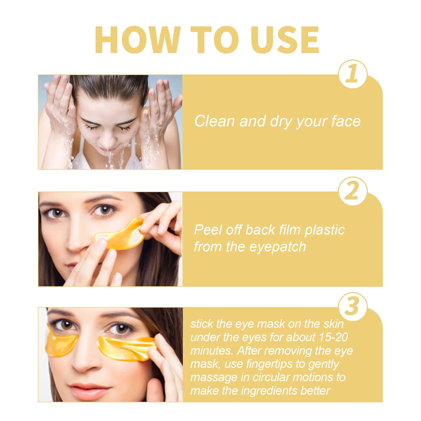24k Golden Collagen Eye Mask Relieve Dull Skin Repair Barrier Improve Sebum Secretion Tone Moisturizing Brightening Eye Patches Peaceful Pleasures Health and Wellness