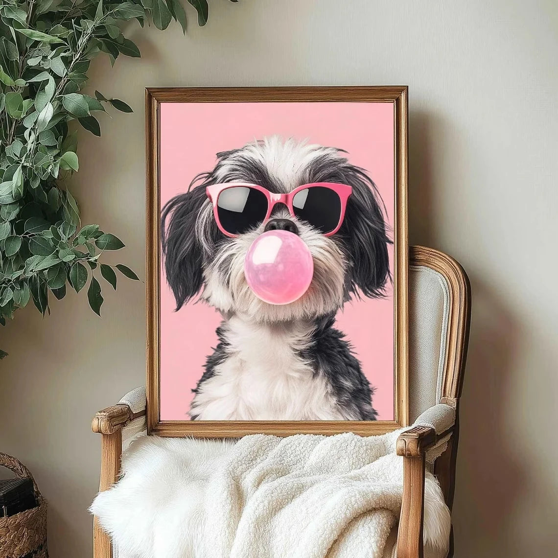 Modern Pink Glasses Bubble Gum Canvas Wall Art Print Poster