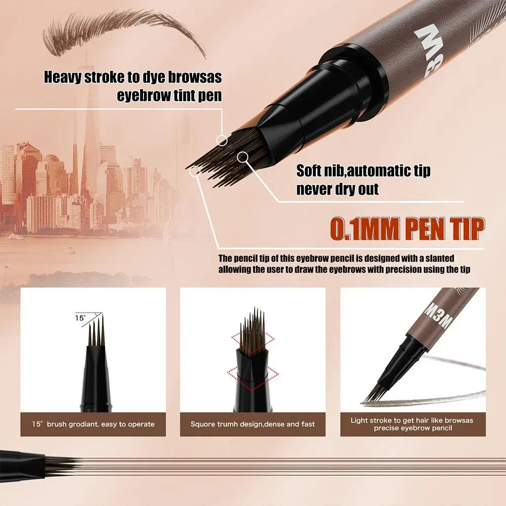 4D Miniature Double Head 2in1 Eyebrow Eyeliner Pencil - Waterproof Non Smudge Multi Color Liquid Eyebrow Pencil Dual Use Eye Peaceful Pleasures Health and Wellness