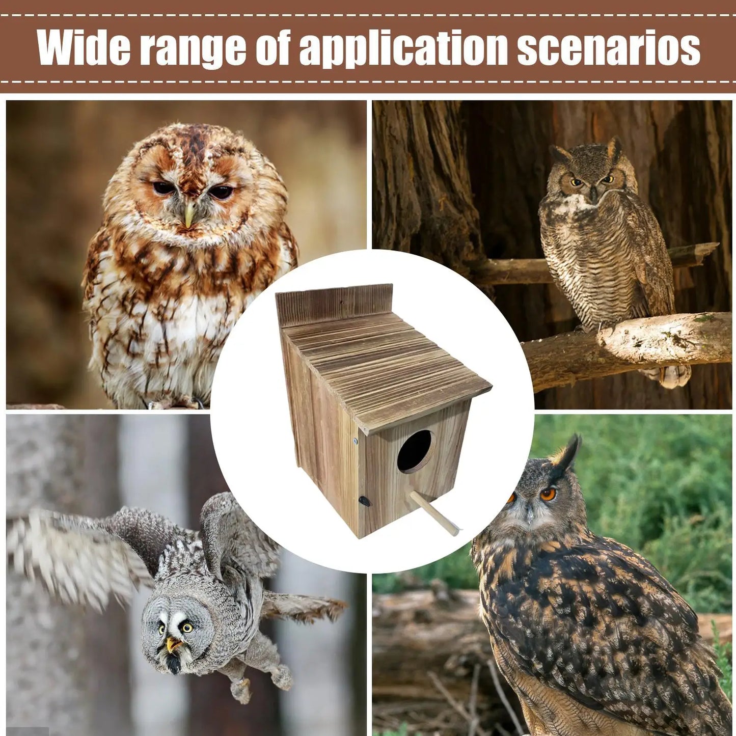 Owl Houses for Outdoors Wooden Weather Resistant Shelter Yard Bird Shelter for Finch Hummingbird Outdoor Garden Balcony Patio Peaceful Pleasures Health and Wellness