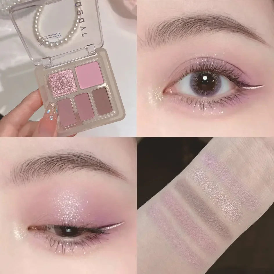 JADED 5-Color Glitter Eyeshadow Palette – Waterproof Shimmer