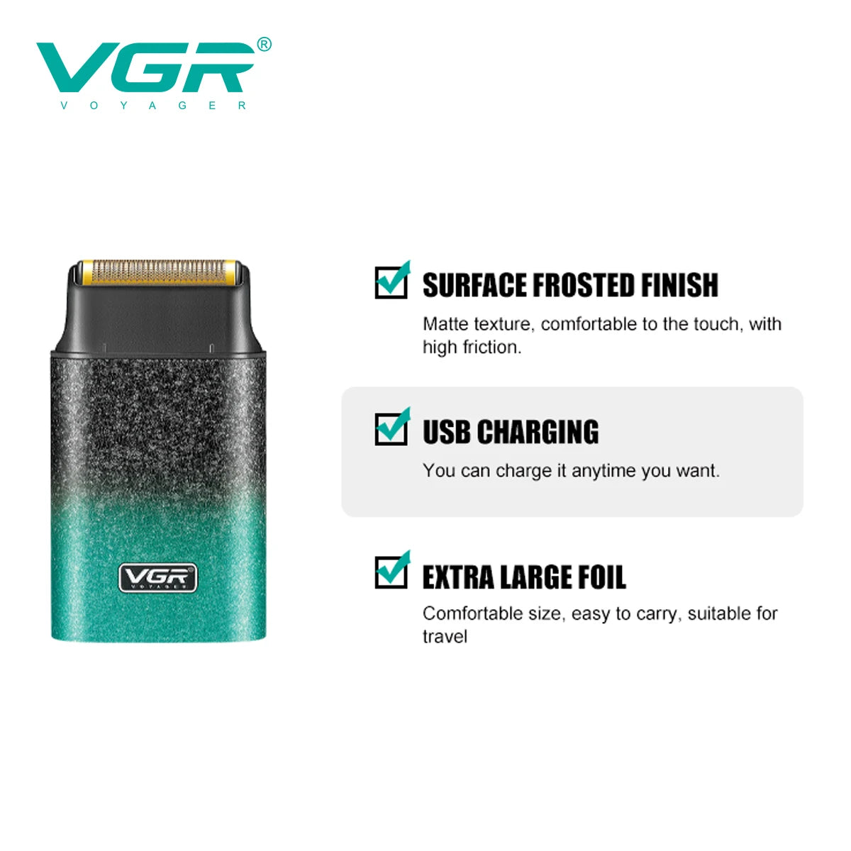 VGR New Reciprocating Shaver Gradient Matte Body Men's Shaver Convenient Home Travel Shaver Hair Removal and Whitening V-326 Peaceful Pleasures Health and Wellness