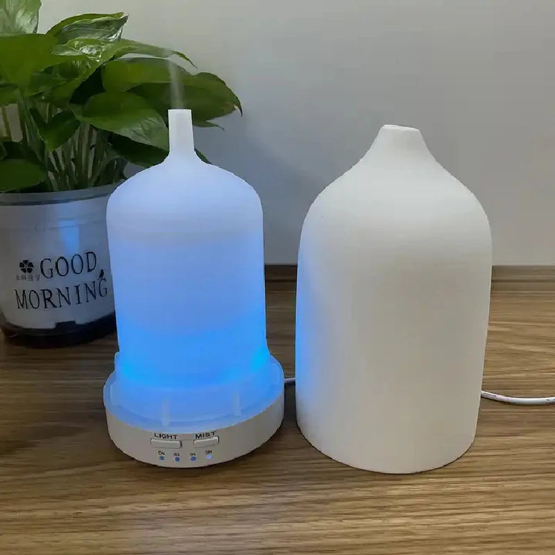 Ceramic Fragrance Diffuser Automatic Small Humidifier Hotel Air Fresher Essential Oil Diffuser Timing Colorful Lights Peaceful Pleasures Health and Wellness