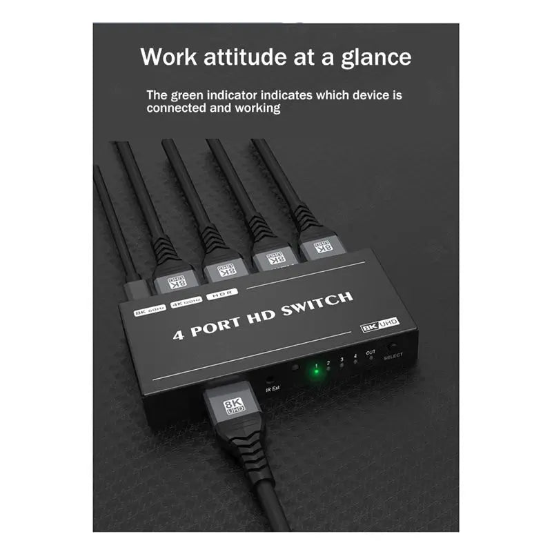 8K HDMI 2.1 Switch 4-In 1-Out | 48Gbps 60Hz PS5 Gaming Peaceful Pleasures Health and Wellness