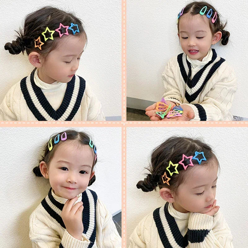 3sets Cute Colorful Hair Clips for Girls and Children, 10pcs, Star Waterdrop Shape, Lovely Hair Decor, Kids Hair Accessories Peaceful Pleasures Health and Wellness