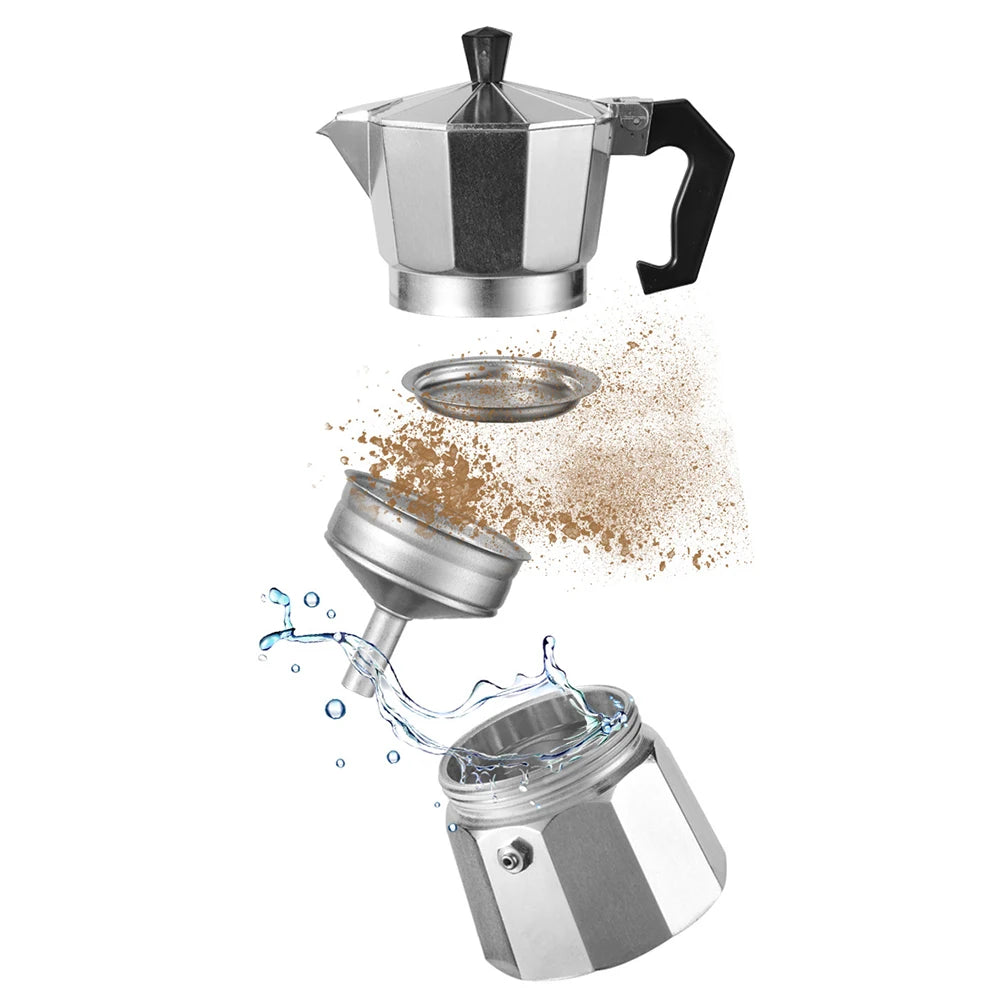 Octagonal Moka Pot Aluminum/Stainless Steel Stovetop Espressos Maker Multi-Purpose Coffee Pots for Outdoor Home Kitchen Office Peaceful Pleasures Health and Wellness