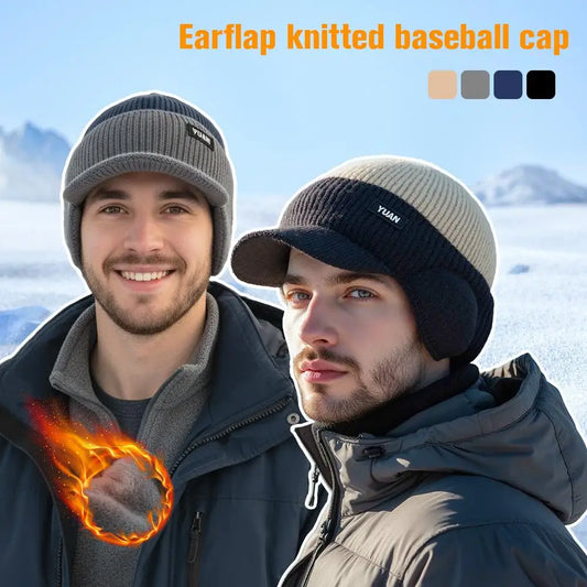Men's Winter Knit Baseball Cap with Earflap Earmuffs Winter Earflap Cap Peaceful Pleasures Health and Wellness