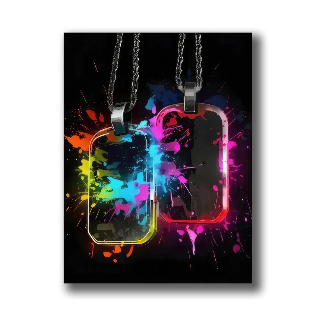 Neon Gaming Canvas Wall Art | Gamepad & Character Poster