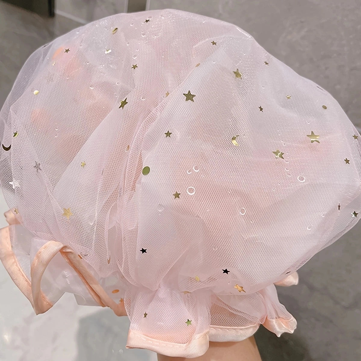 Waterproof Double-Layer Shower Cap Starry Sky Design Fashion Reusable Bathing Hat Kitchen Oil-proof Sanitary Hat Peaceful Pleasures Health and Wellness