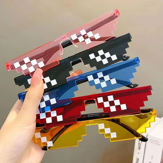 5Pcs NEW Mosaic Sunglasses Trick Toy Thug Life Glasses Deal With It Glasses Pixel Black Mosaic Sunglasses Cool Jokes Funny Toys Peaceful Pleasures Health and Wellness