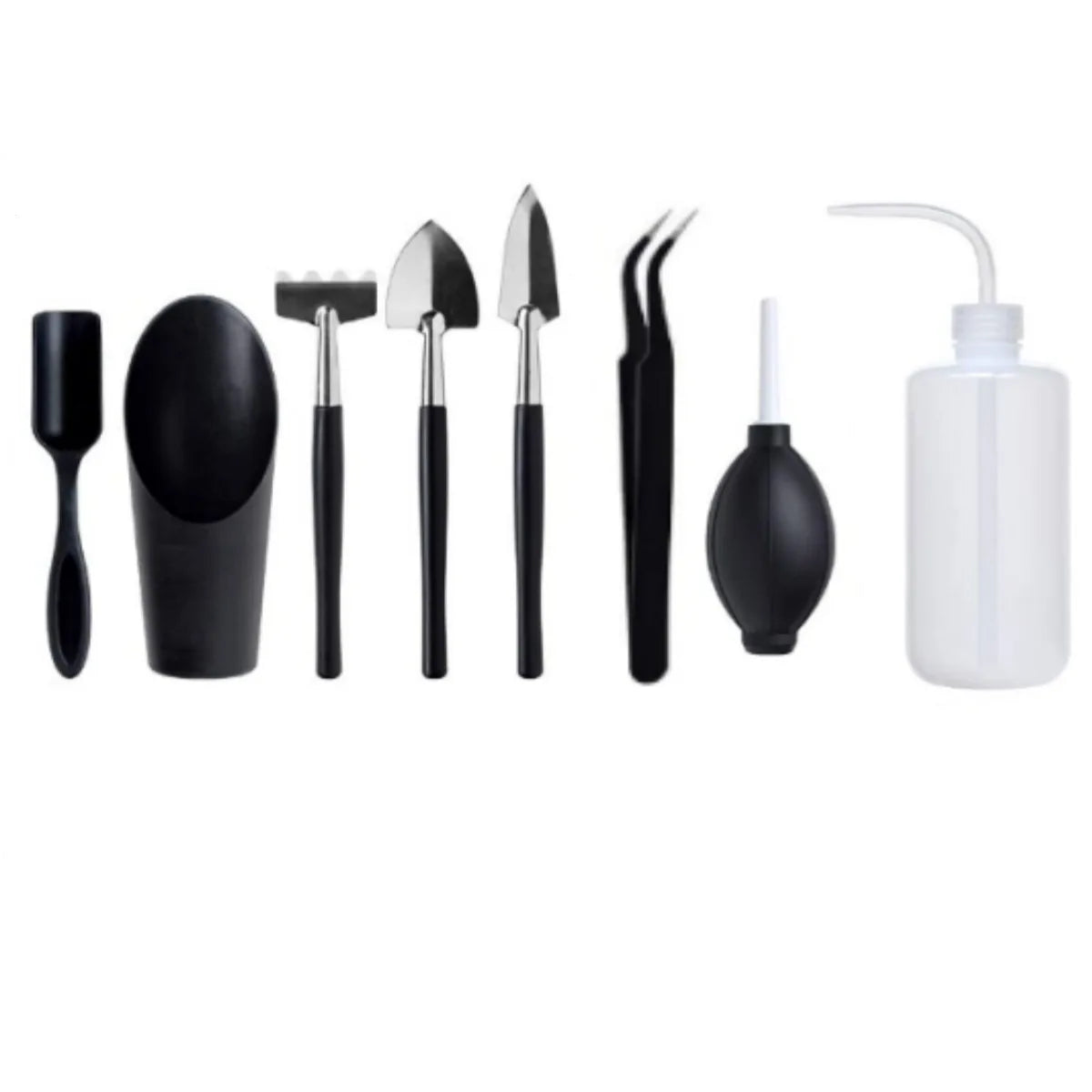 Black series succulent plant tools gardening tool set, indoor planting pot transfer gardening set Peaceful Pleasures Health and Wellness 8PCS
