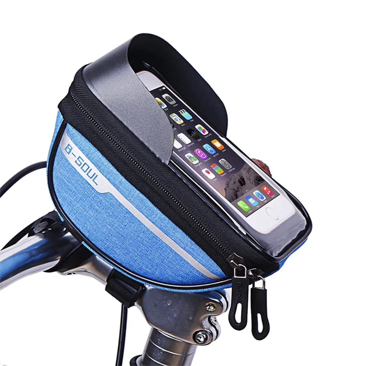 Bicycle Handlebar Bag Cell Phone Bag Front Bag Handlebar Cross Bag Mountain Road Bike Riding Accessories Bicycle Bags Peaceful Pleasures Health and Wellness Blue