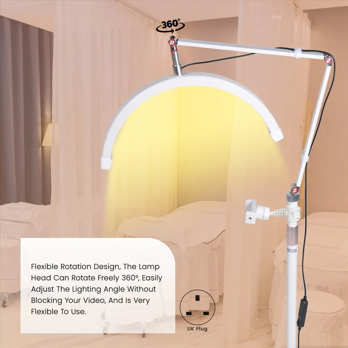 MYdaY- 16 Inch 2 in 1 Beauty Light Eyelash U-Shaped Light Salon Floor Lamp Makeup Embroidery Tattoo Beauty Led Light UK Plug,B Peaceful Pleasures Health and Wellness