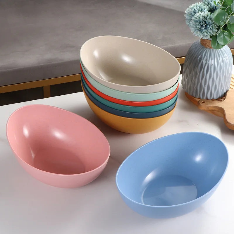 Hot Sale Eco-Friendly Wheat straw Household vegetable bowl kitchen Creative Solid color fruit salad bowl Microwavable Food Bowl Peaceful Pleasures Health and Wellness