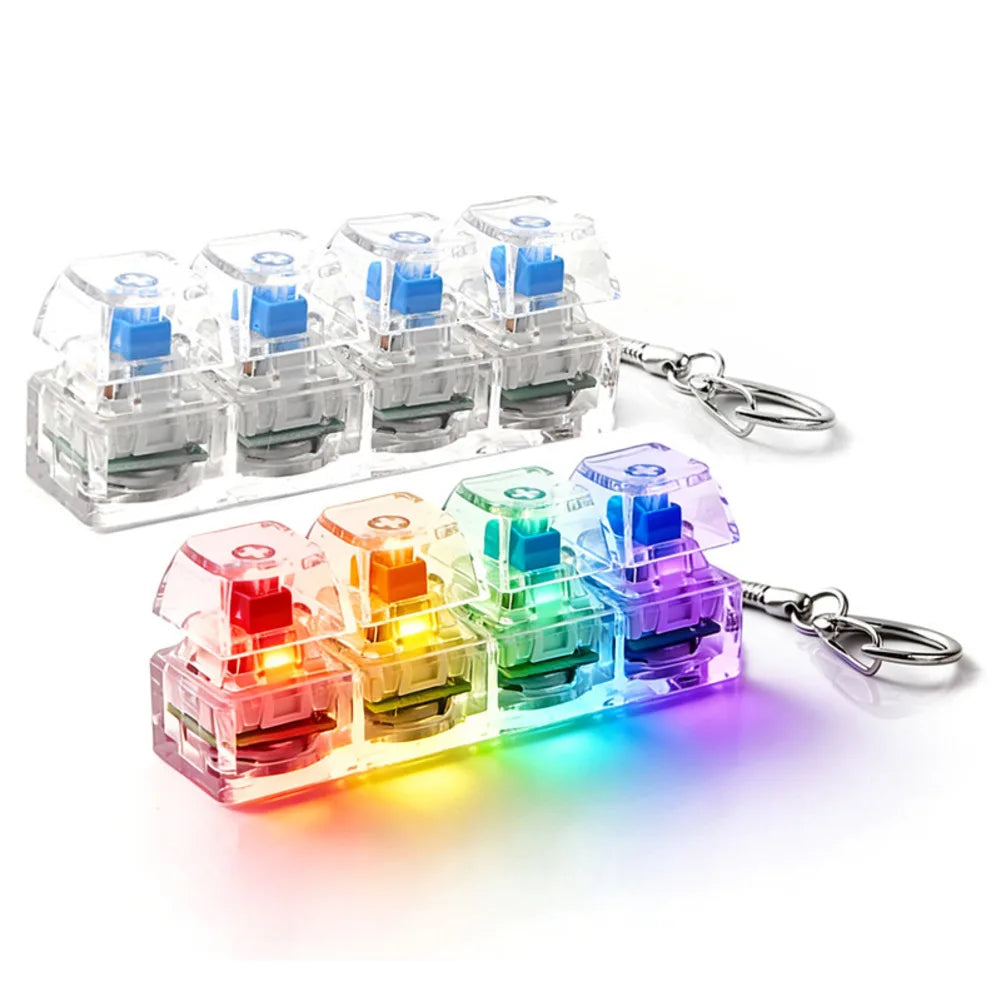 RGB Mechanical Keyboard Fidget Toy – 4-Button LED Desk Gadget