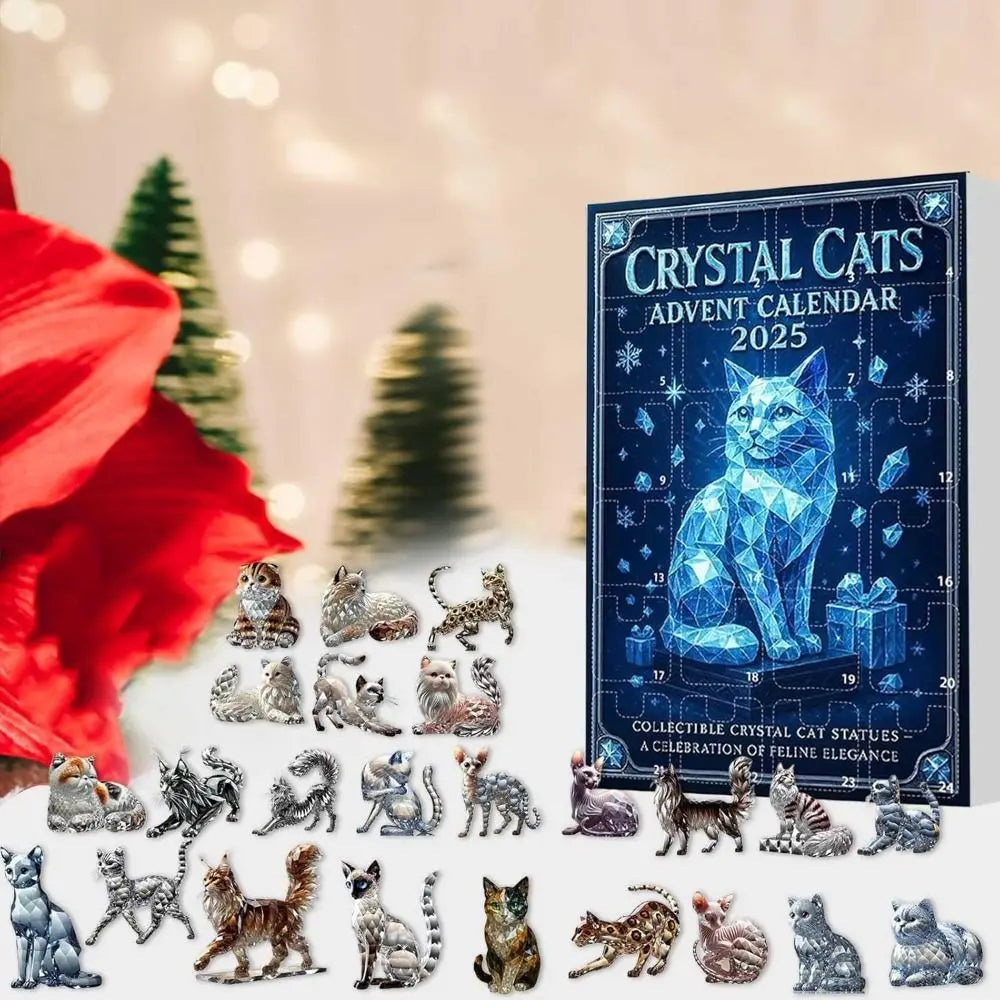 Crystal Cat Christmas Advent Calendar Ornament | Tree Pendant
