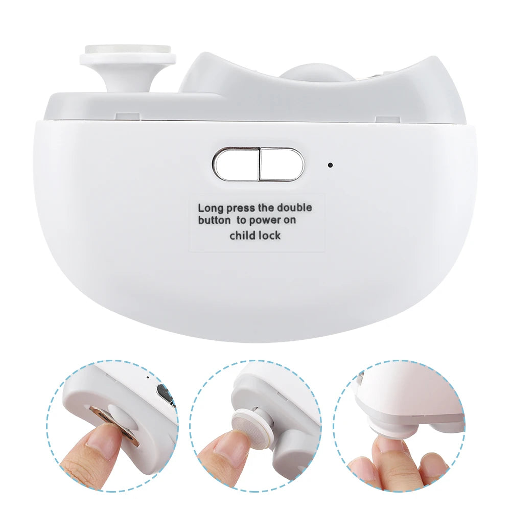 Electric Nail Clipper for Elderly Automatic Adult Baby Nail Trimmer Fingernail Grinding Nail Cutter Manicure with Light Sharpen Peaceful Pleasures Health and Wellness WHITE