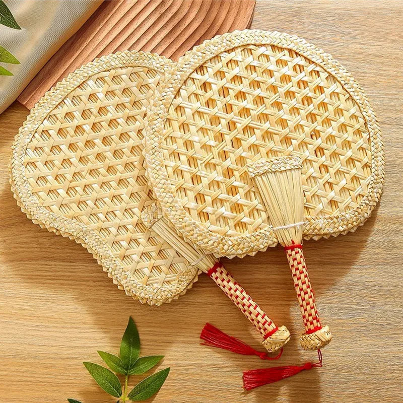 1pc Chinese Hand Woven DIY Home Decoration Heat Dissipation Bedroom Living Room Summer Cooling Weaving Hand Fan Peaceful Pleasures Health and Wellness