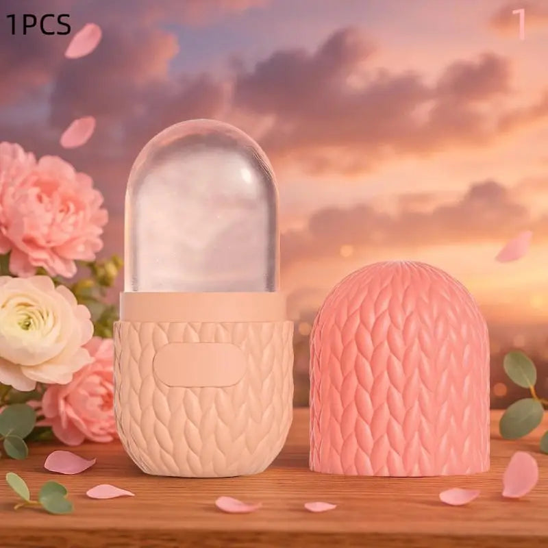 Silicone Cube Tray Shape Face Facial Ice Roller Massage Face Massage Roller Facial Reusable Ice Face Roller Skincare Tool Peaceful Pleasures Health and Wellness Pink 1