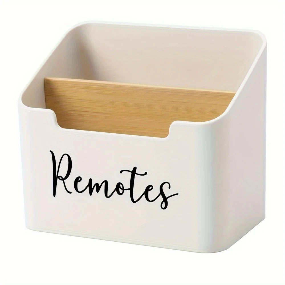 TV Remote Holder & Desk Organizer – 2-Compartment Remote Control Caddy Storage Box