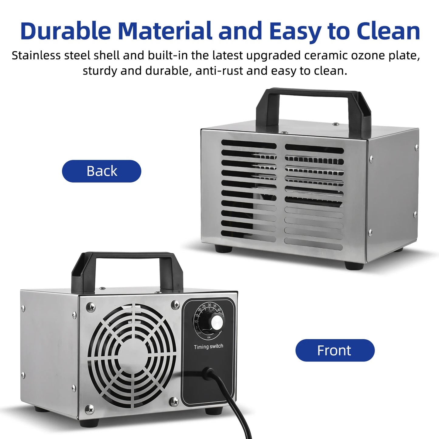 Ozone Generator Stainless Steel Machine Odor Removal Ionizer Air