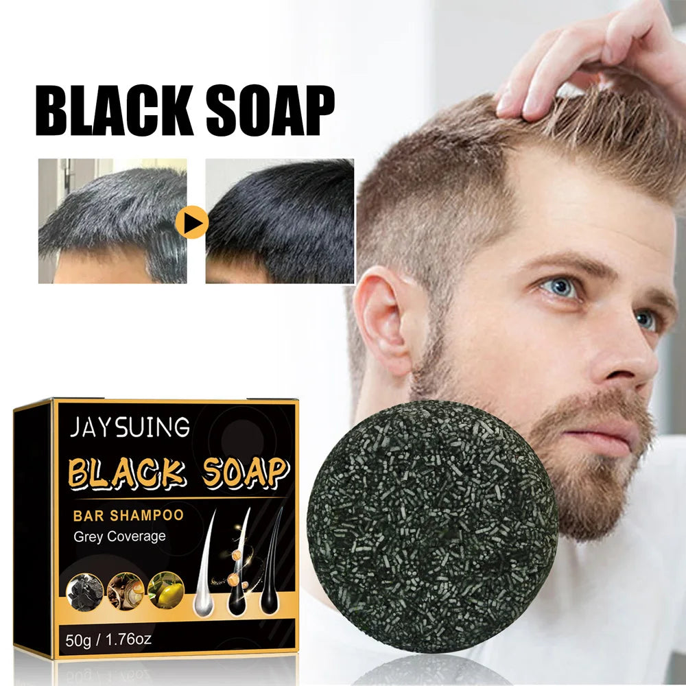 Polygonum Multiflorum Black Hair Soap Darkening Shampoo Bar Repair Gray White Color Dye Face Hair Body Shampoo For Man Women Peaceful Pleasures Health and Wellness
