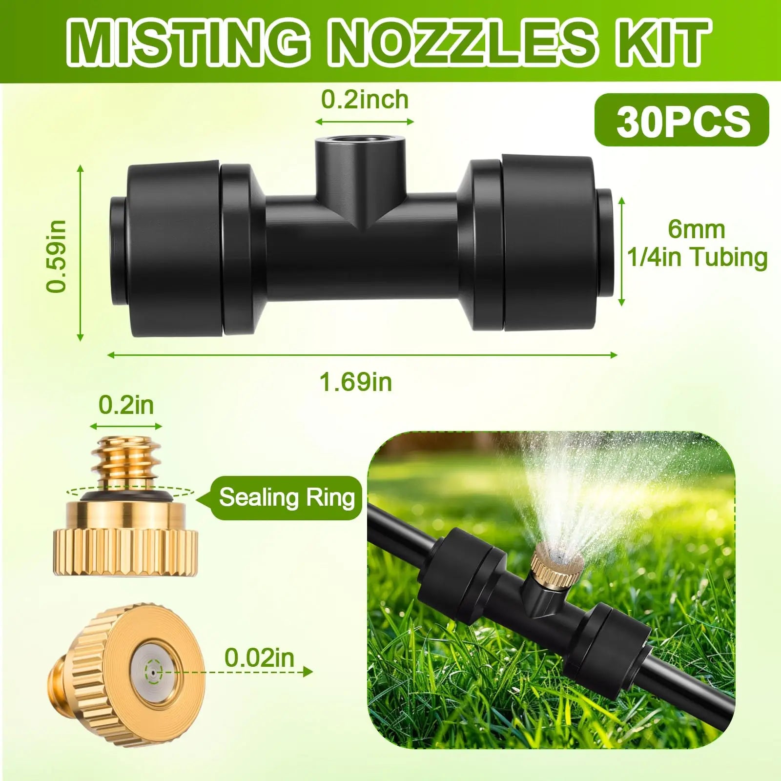 10Pcs lot Misting Fog Nozzles with Quick Access Tee Connector Garden Landscaping Irrigation Sprayers Peaceful Pleasures Health and Wellness