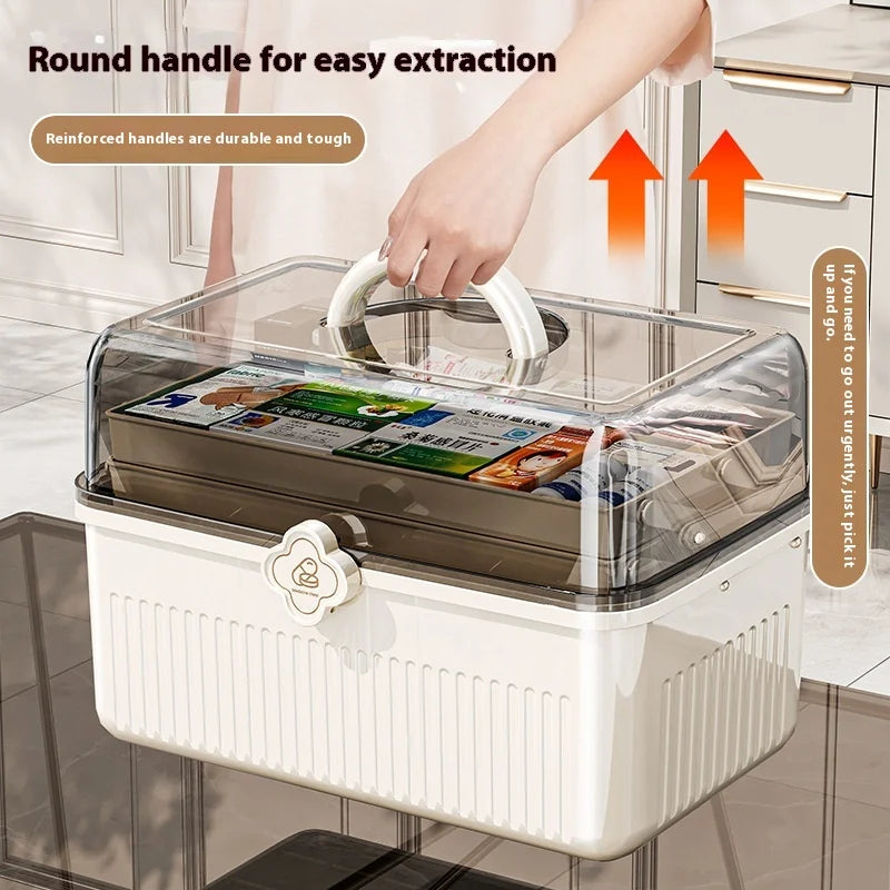 3-Tier Transparent Medicine Organizer - Large Capacity First Aid Storage Box for Home, Travel & Emergency Use Peaceful Pleasures Health and Wellness