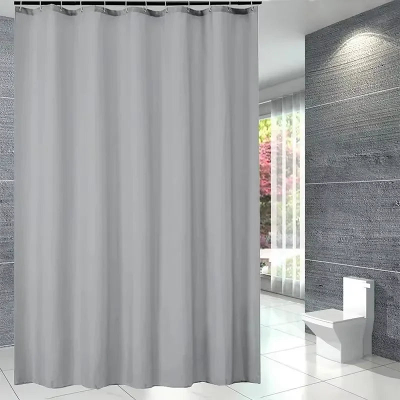 PEVA Waterproof Shower Curtain with Hooks – Grey 180x180cm