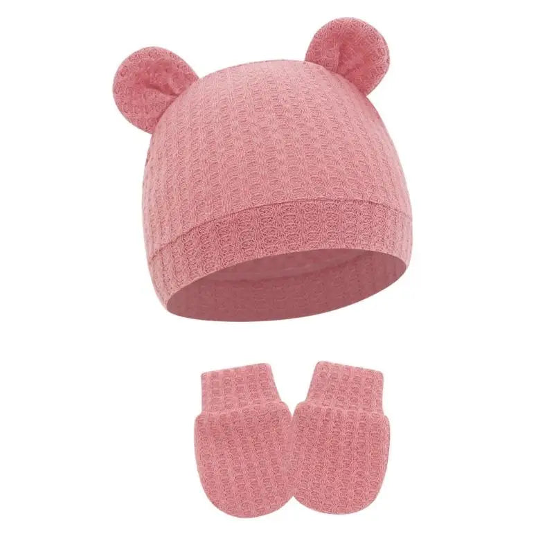 Newborn Baby Hat & Mittens Set | Soft Cotton, 0–6 Months