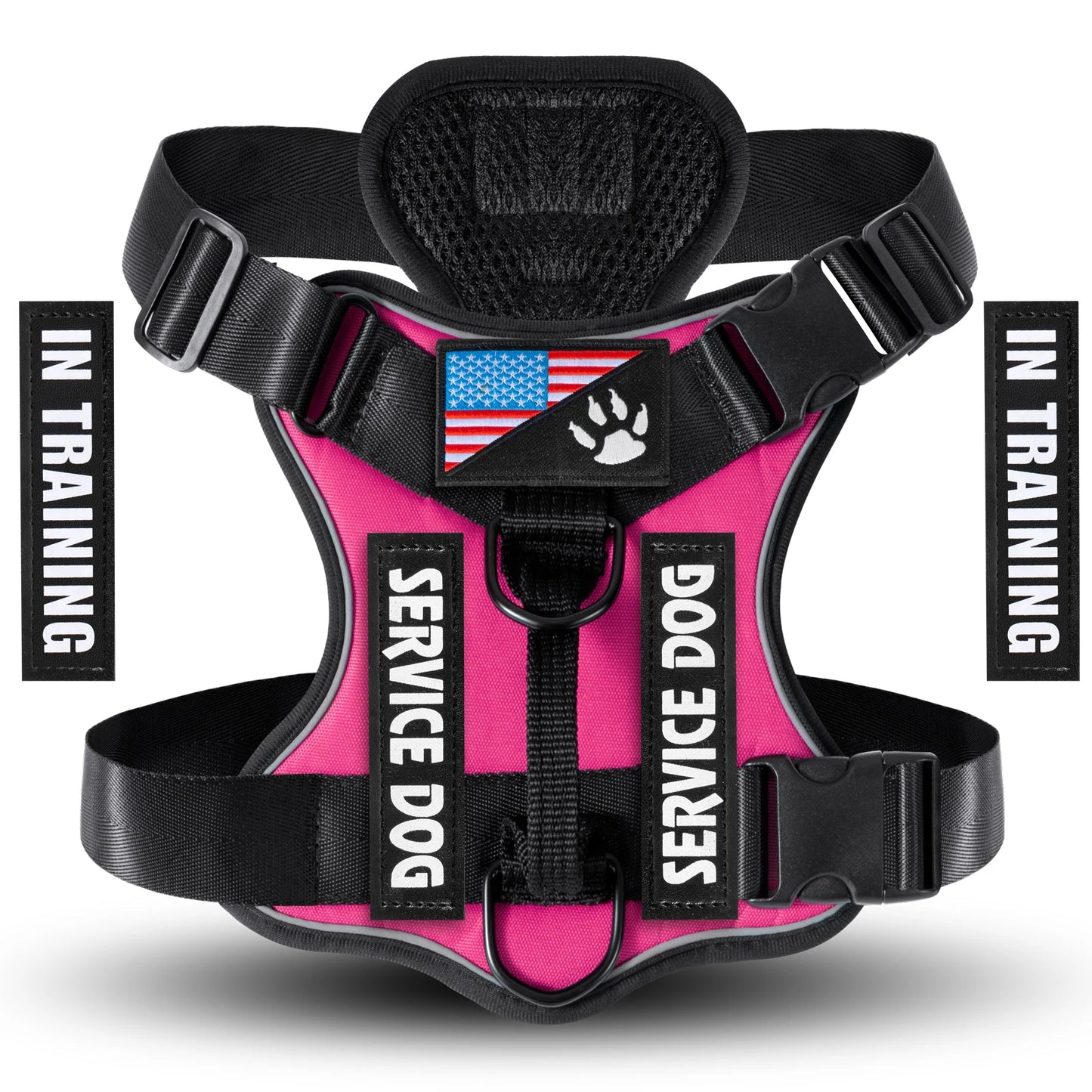 Reflective Service Dog Vest Harness with 5 Patches | Adjustable