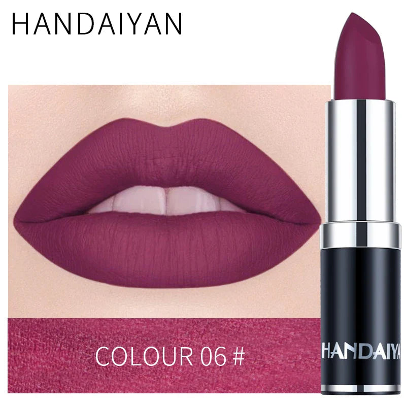 Handaiyan 12-Color Matte Velvet Lipstick – Long-Lasting Coverage