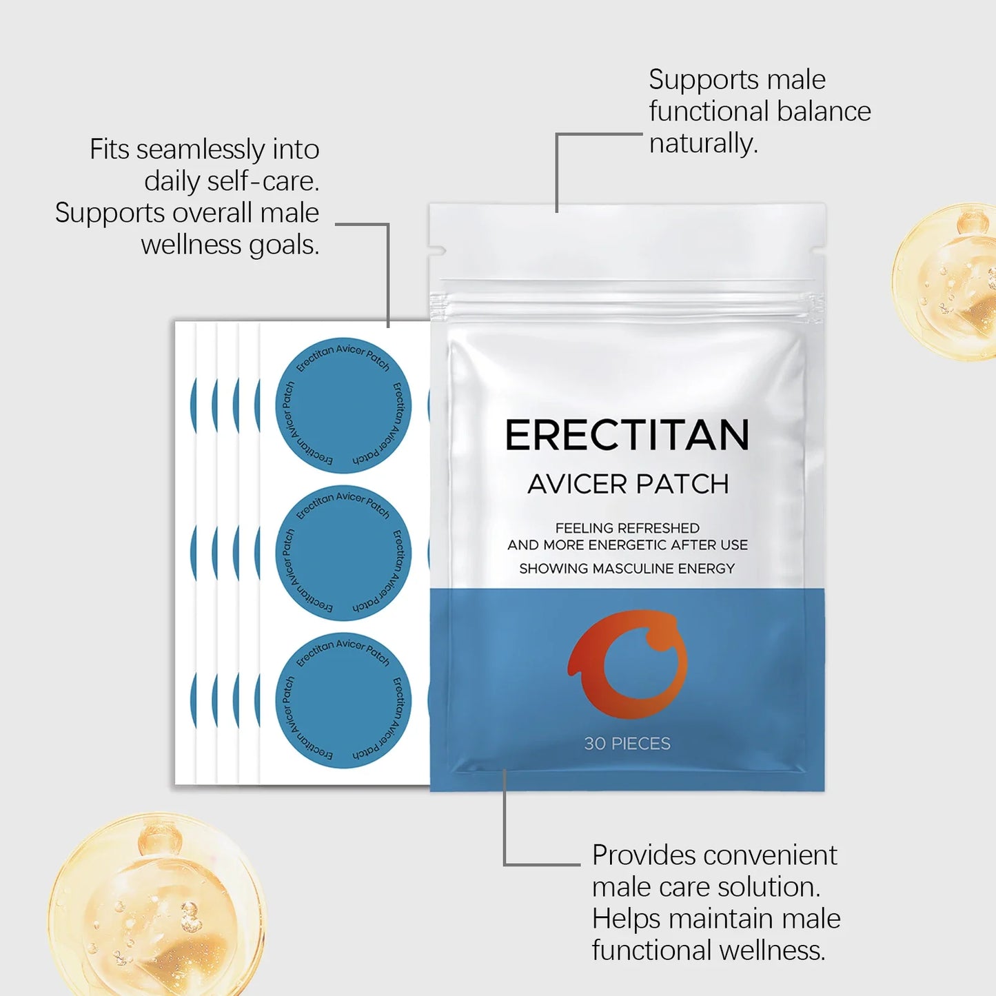 Men's Daily Energy Support Body Patches – 30/60/120 Pack