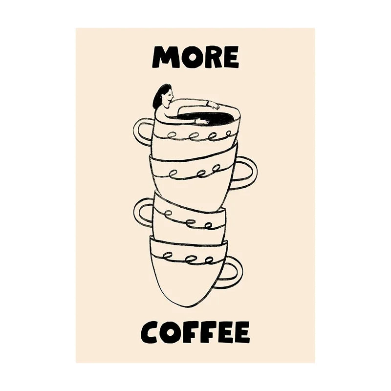 Funny Coffee Diver Canvas Wall Art | Kitchen Decor Print
