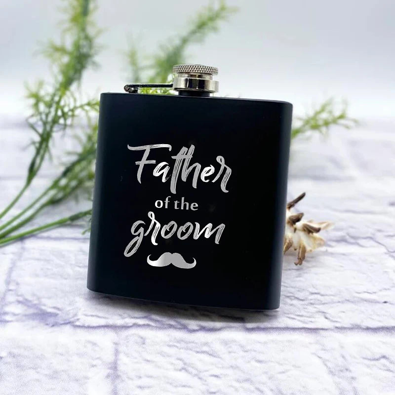 Wedding Party Metal Flask | Groom, Best Man & Groomsman Gift Wedding Party Flask Peaceful Pleasures Health and Wellness father of the groom