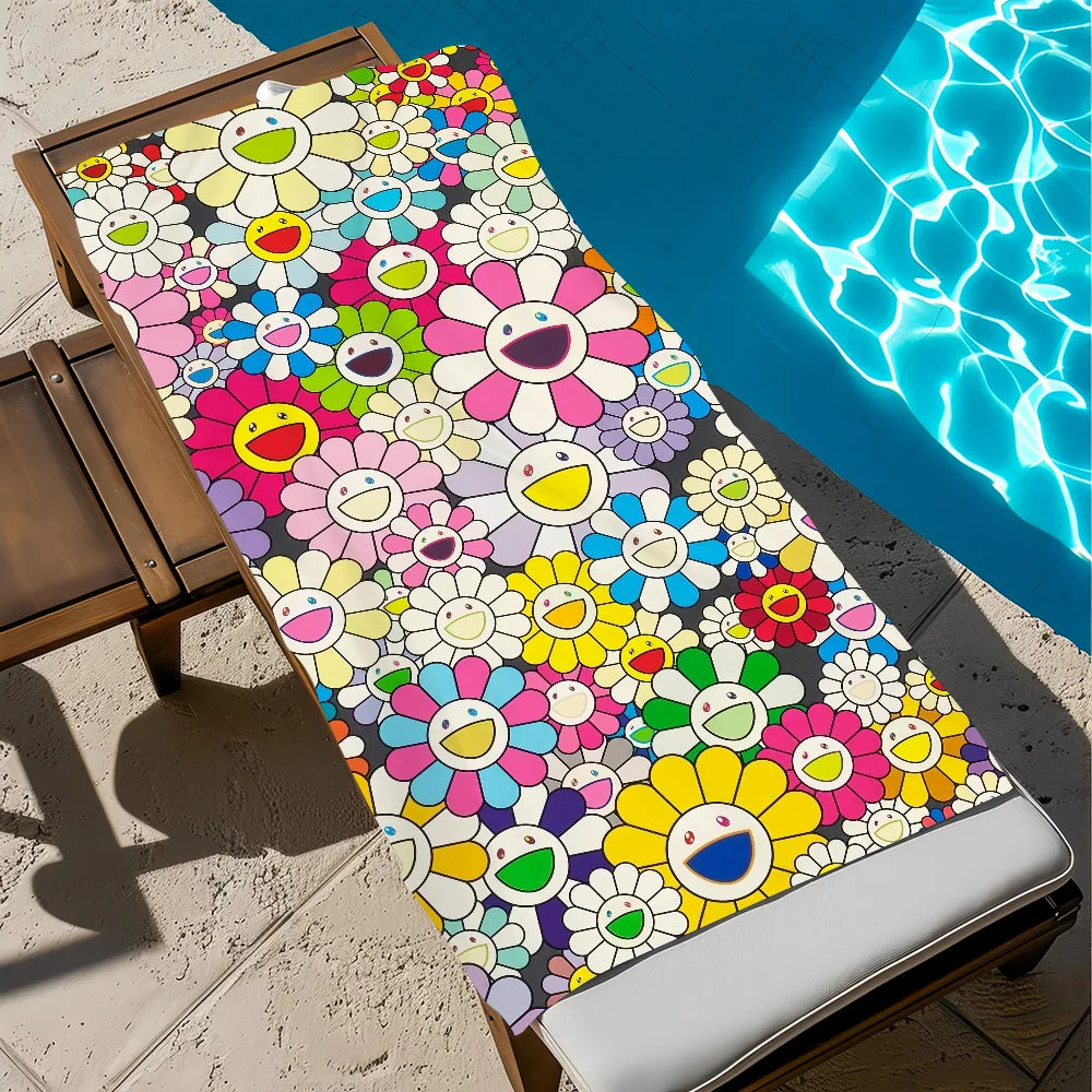 Murakami Art Quick-Dry Beach Towel | Soft Pool & Travel Towel Quick-Dry Beach Towel Peaceful Pleasures Health and Wellness z4 STJ150x180CM