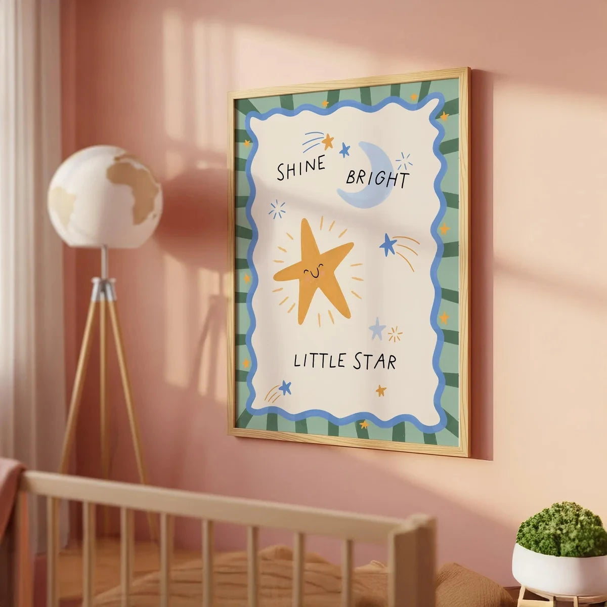 Shine Bright Little Star Kids Canvas Wall Art Print Poster