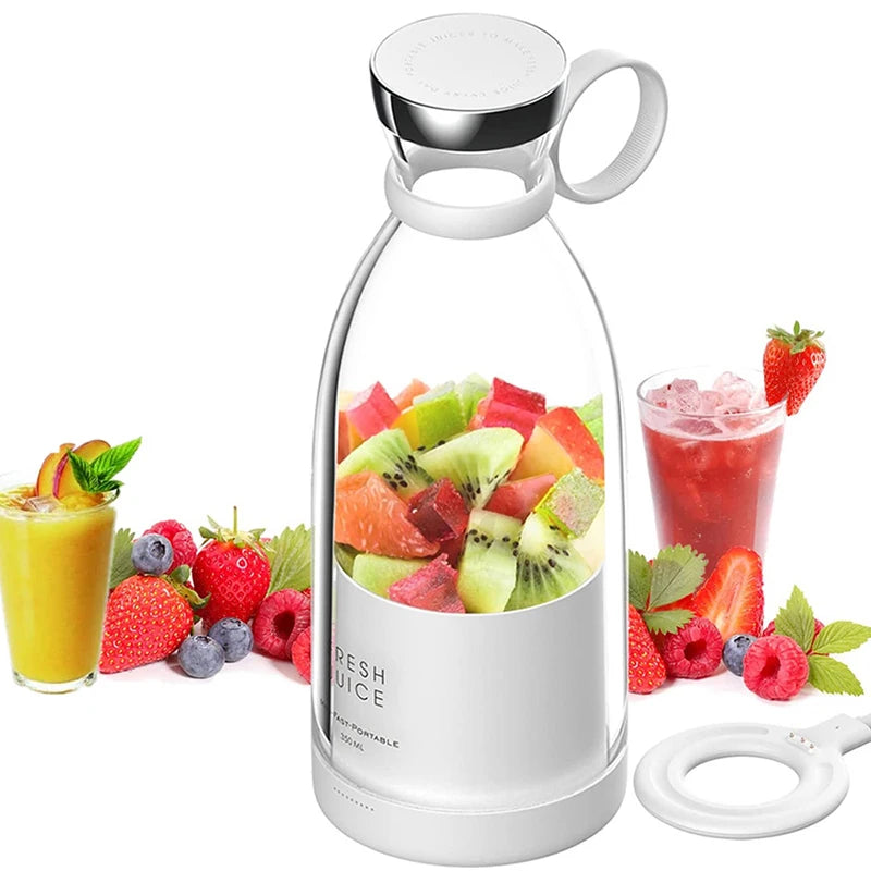 Ready Stock 350ml Fresh Juicer Mini Blender for Travel USB Juicer Cup Fruit Juice Mixer Portable Juicer Ice Crusher Smoothie Peaceful Pleasures Health and Wellness